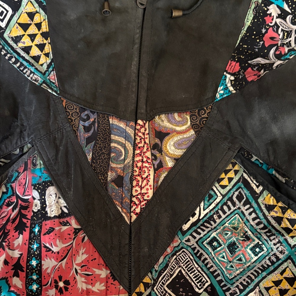 Colorful Patchwork Bomber Jacket - image 6